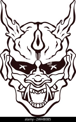 Tauchen Sie ein in die fesselnde Welt der japanischen Kunst mit unserer atemberaubenden Sammlung von Vektor-Kunst-Akten, Vector Oni Hannya Masken. Stock Vektor