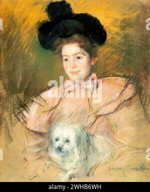 Mary Cassatt - 1900 - Frau im Himbeerkostüm mit Hund - Hirshhorn Museum und Skulpturengarten, USA Stockfoto