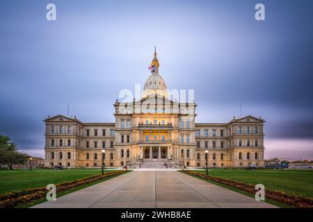 Lansing, Michigan, USA am Abend im Michigan State Capitol. Stockfoto