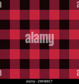 Kariertes Flanellmuster, nahtlose, wiederholbare Textur in Schwarz und Rot, Vektor Stock Vektor