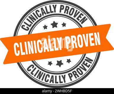 Klinisch bewährter Stempel. Klinisch nachgewiesenes Rundzeichen. Etikett auf transparentem Hintergrund Stock Vektor
