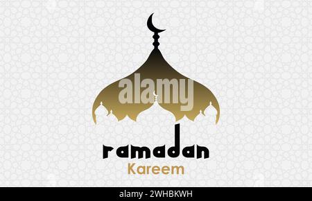 Ramadan Kareem Hintergrundkonzept mit Silhouette der Moschee. Vektorabbildung. Stock Vektor