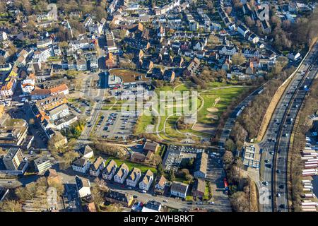 Luftbild, Wohngebiet Ortskern, Park der Generationen, evang. Bartholomäus-Kirche, Rewe Supermarkt, Lütgendortmund, Dortmund, Ruhrgebiet, Nordrhein-Westfalen, Deutschland ACHTUNGxMINDESTHONORARx60xEURO *** Luftaufnahme, Wohngebiet Stadtzentrum, Park der Generationen, evang Bartholomäus Kirche, Rewe Supermarkt, Lütgendortmund, Dortmund, Ruhrgebiet, Nordrhein-Westfalen, Deutschland ACHTUNGxMINDESTHONORARx60xEURO Stockfoto