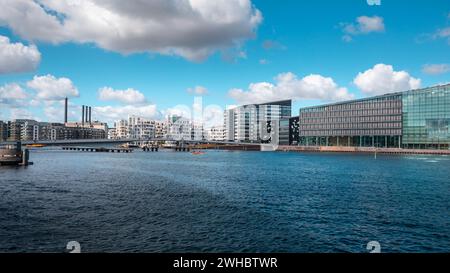 Vesterbro Kopenhagen Skyline Panorama mit Bryggebroen Brücke Stockfoto