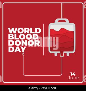 Blutspendekonzept Plakat Blutbeutel mit Text Vektor Stock Vektor
