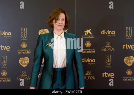 Valladolid. Spanien. 20240209 nimmt Sigourney Weaver als Gewinner des International Goya Award 2024 während des 38. Goya Awards am 9. Februar 2024 im Rathaus in Valladolid, Spanien, Teil Stockfoto