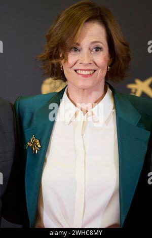 9. Februar 2024, Valladolid, Castilla Leon, Spanien: Sigourney Weaver nimmt 38 am 9. Februar 2024 im Rathaus in Valladolid, Spanien, als Gewinner des International Goya Award 2024 Teil (Foto: © Jack Abuin/ZUMA Press Wire). Nicht für kommerzielle ZWECKE! Stockfoto