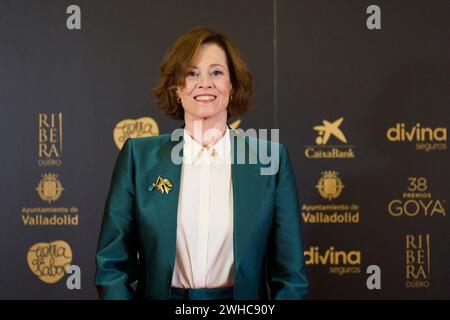 9. Februar 2024, Valladolid, Castilla Leon, Spanien: Sigourney Weaver nimmt 38 am 9. Februar 2024 im Rathaus in Valladolid, Spanien, als Gewinner des International Goya Award 2024 Teil (Foto: © Jack Abuin/ZUMA Press Wire). Nicht für kommerzielle ZWECKE! Stockfoto