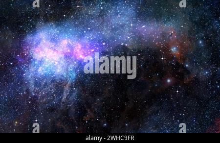 Sternenhimmel im tiefen Weltraum, Nebel und Galaxie Stockfoto