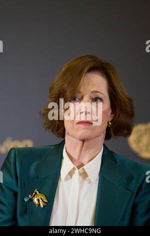 9. Februar 2024, Valladolid, Castilla Leon, Spanien: Sigourney Weaver nimmt 38 am 9. Februar 2024 im Rathaus in Valladolid, Spanien, als Gewinner des International Goya Award 2024 Teil (Foto: © Jack Abuin/ZUMA Press Wire). Nicht für kommerzielle ZWECKE! Stockfoto