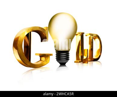 Das Wort Gold in goldenen Buchstaben Stockfoto