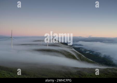 Sonnenaufgang, Nebel, Bica da Cana, Autonome Region Madeira, Portugal, Europa Stockfoto