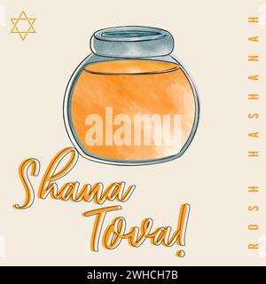 Isoliertes strukturiertes Honigglas Rosh hashanah Vector Stock Vektor