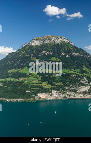 Blick vom Seelisberg über den Vierwaldstättersee zum Fronalpstack, Kanton URI, Schweiz, Seelisberg, Vierwaldstättersee, Uri, Schweiz Stockfoto