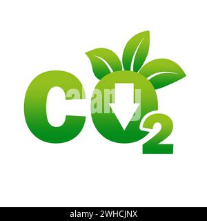 Zeichen zur Verringerung der CO2-Emissionen. Symbol für Stopp des Klimawandels. Vektorabbildung. EPS 10. Rohbild. Stock Vektor