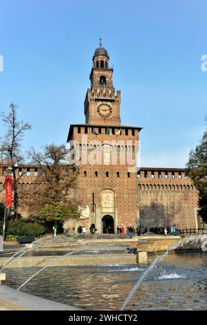 Schloss Fortezza Sforzesco, Baubeginn 1450, Mailand, Mailand, Lombardei, Italien Stockfoto