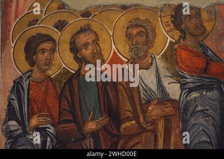 Die Aufzucht des Lazarus. Wandmalerei. Details. Aus der Kirche St. Petka. Krapets, Region Pernik, Bulgarien. 17. Jahrhundert. Nationales Archäologisches Museum. Sofia. Bulgarien. Stockfoto