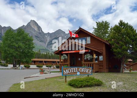 Motel Office, Saskatchewan River Crossing, Icefields Parkway, Jasper National Park, Alberta, Kanada Stockfoto