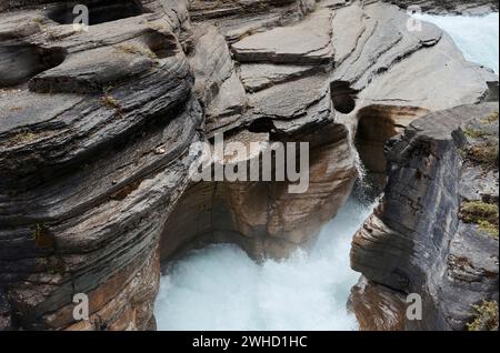 Mistaya River im Mistaya Canyon, Icefields Parkway, Banff National Park, Alberta, Kanada Stockfoto