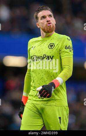 London, Großbritannien. Februar 2024 - Chelsea gegen Wolverhampton Wanderers - Premier League - Stamford Bridge. Torhüter Jose Sa der Wolverhampton Wanderers in Aktion. Bildnachweis: Mark Pain / Alamy Live News Stockfoto