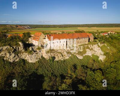 Wendelstein ist ein nach der mittelalterlichen Burg benannter Landkreis der Gemeinde Kaiserpfalz im Burgenland im Süden Sachsen-Anhalts Stockfoto