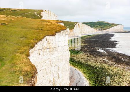 Sieben Sisters Kreidefelsen an der englischen Südküste zwischen Seaford und Eastbourne, West Sussex, England, Vereinigtes Königreich Stockfoto