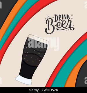 Farbiger mehrschichtiger Hintergrund mit Bierbecher Vektor Stock Vektor