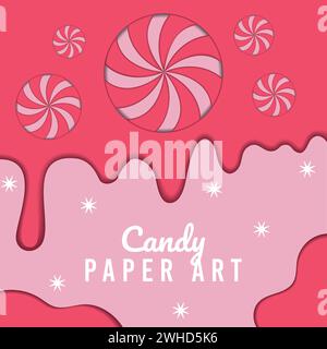 Farbiger Süßigkeitspapierkunsthintergrund mit einem Süßigkeitenvektor Stock Vektor