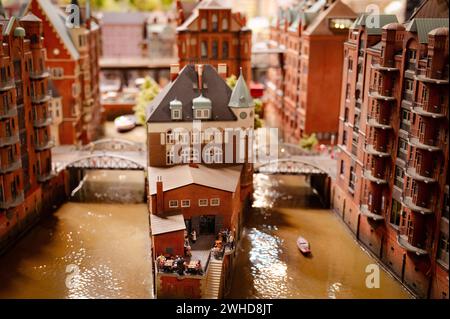 Miniatur Wunderland Hamburg in Deutschland, Speicherstadt, Museum mit Miniatur-Modellbau der Welt, 12.12.2023 Stockfoto