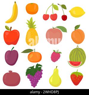 Set von handgezeichneten, Zeichentrickobst. Frisch und saftig. Vektorabbildung Stock Vektor