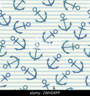 Nahtloses Vektormuster mit Ankern. Vektorabbildung Stock Vektor