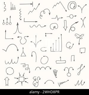 Satz handgezeichneter Pfeile. Skizzierter Stil. Vektorabbildung Stock Vektor