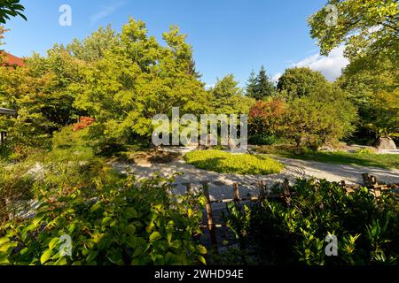 Der Japanische Garten im Schlosspark Moritzburg in Zeitz, Burgenlandkreis, Sachsen-Anhalt, Deutschland Stockfoto