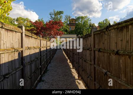 Der Japanische Garten im Schlosspark Moritzburg in Zeitz, Burgenlandkreis, Sachsen-Anhalt, Deutschland Stockfoto