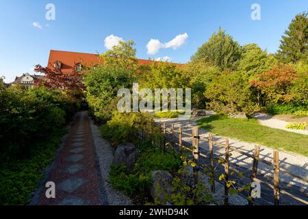 Der Japanische Garten im Schlosspark Moritzburg in Zeitz, Burgenlandkreis, Sachsen-Anhalt, Deutschland Stockfoto