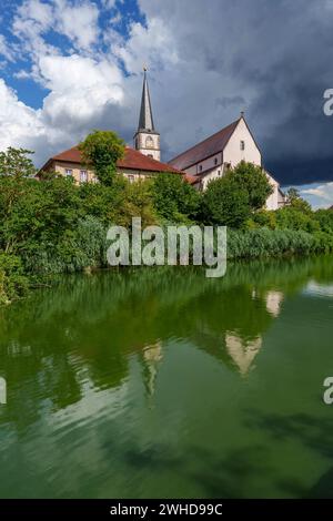 Pfarrkirche St. Johannes Baptista in der Weinstadt Hammelburg, Landkreis Bad Kissingen, Unterfranken, Franken, Bayern, Deutschland Stockfoto