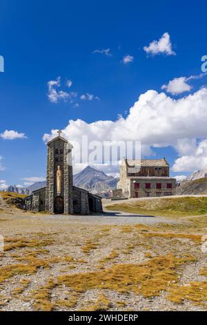 Chapelle Notre-Dame de l'Iseran oder Notre-Dame-de-Toute-Prudence, Col de l'Iseran, Savoy, Frankreich Stockfoto