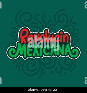 Revolucion Mexicana Bannervorlage mit Typogrphie zur Feier des traditionellen mexikanischen Feiertags am 20. November. Mexikanische Revolution spanischer Text, Vektor Stock Vektor
