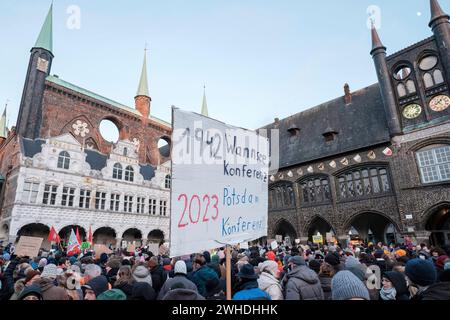 Demonstration gegen die Rechte in Lübeck, Schleswig-Holstein Stockfoto