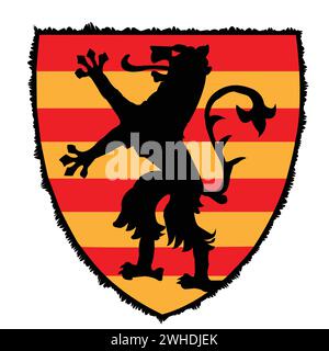 Wunderschönes Wappen mit Tiger in zwei Pfoten; inspiriert vom Wappen der Grafschaft Oltenia Stock Vektor