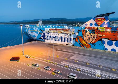Fähre im Hafen von Olbia, Sardinien, Italien Stockfoto