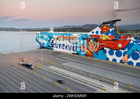 Fähre im Hafen von Olbia, Sardinien, Italien Stockfoto
