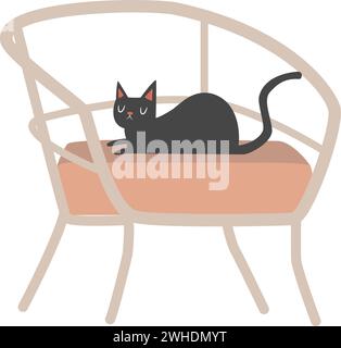Isolierter farbiger Möbelstuhl mit Katzenvektor Stock Vektor