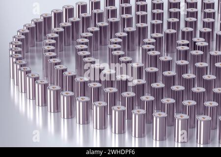 Zylindrische Lithium-Traktionsbatterie im Format Gruppe 4680 für Batteriemodule, Massenakkumulatoren für Hochleistungs- und Energieerzeugung für Elektrofahrzeuge, Stockfoto