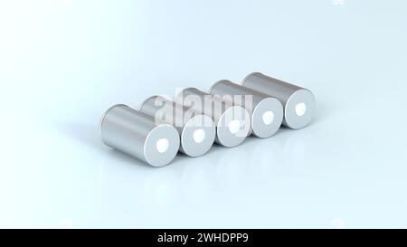 Serie neue zylindrische Lithium-Traktionsbatterie im Format Tesla 4680 für Module, zylindrische Hochenergie-Akkumulatoren, Trockenelektrode, Leistung, Energie für e Stockfoto