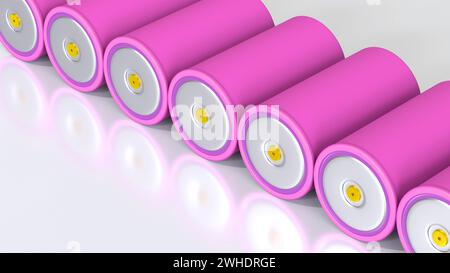 4680 Batteriepack, Akkumulatorzellen mit hoher Kapazität, Elektrofahrzeugindustrie, Elektrofahrzeuge, Energiespeichertechnologien, Alternativa Stockfoto