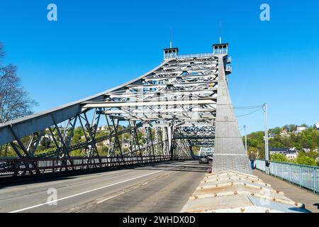 Dresden, Loschwitz-Brücke, „Blaues Wunder“, Stahlbau Stockfoto