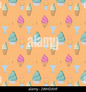 Farbiger Hintergrund mit nahtlosem Muster und Eissymbolen Vektor Stock Vektor