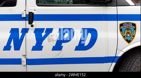 Detailbild eines alten NYPD-Polizeiwagens Stockfoto