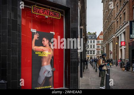 Sweatbox Gay Sauna Eintritt im Ramillies House in London Soho, England, Großbritannien Stockfoto